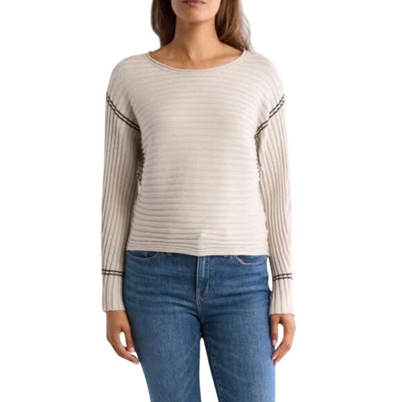 Industry Republic Clothing Sweater Womens Size S/P Taupe Black Ottoman Rib Knit - Picture 3 of 16